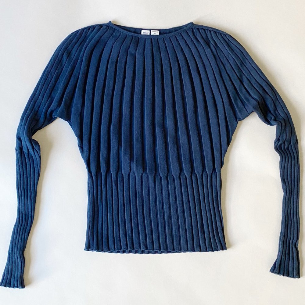 Uniqlo U Jade/Blue Scoop Neck Fitted Cotton Bell Sweater XS